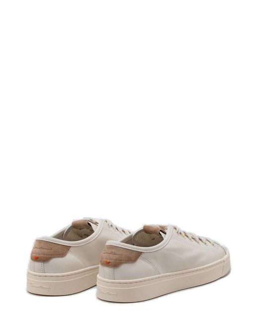 Santoni White Round-Toe Lace-Up Sneakers for men