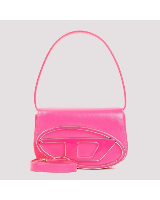 DIESEL Pink 1-d Logo Patch Top Handle Bag