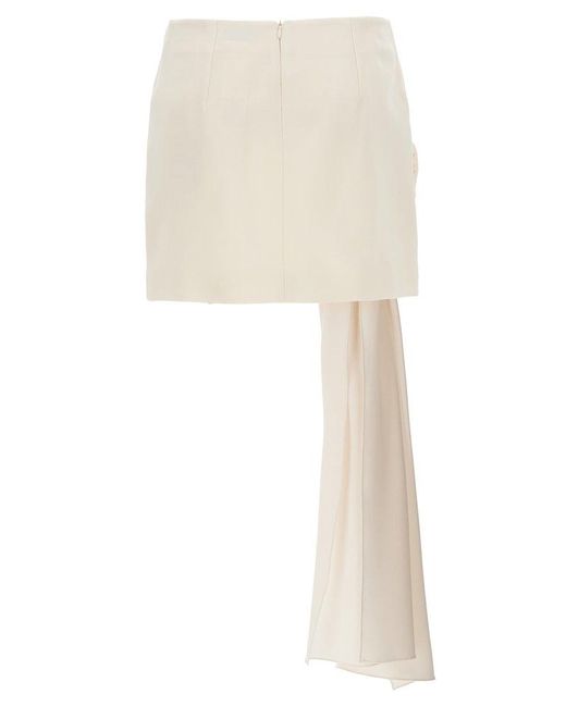 Marella White X Emily Ratajkowski Draped Rose Mini Skirt