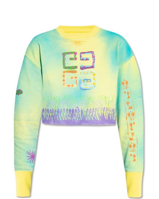 Givenchy Green X Josh Smith Spray Paint Effect Cropped Sweater