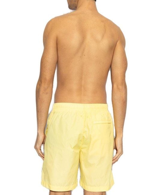 Givenchy Yellow Logo Embroidered Elastic-Waist Swim Shorts for men