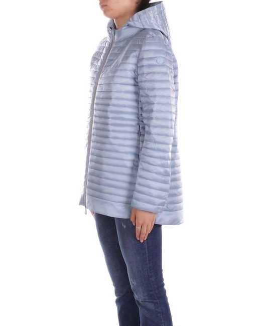 Save The Duck Blue Hooded Zipped Puffer Jacket