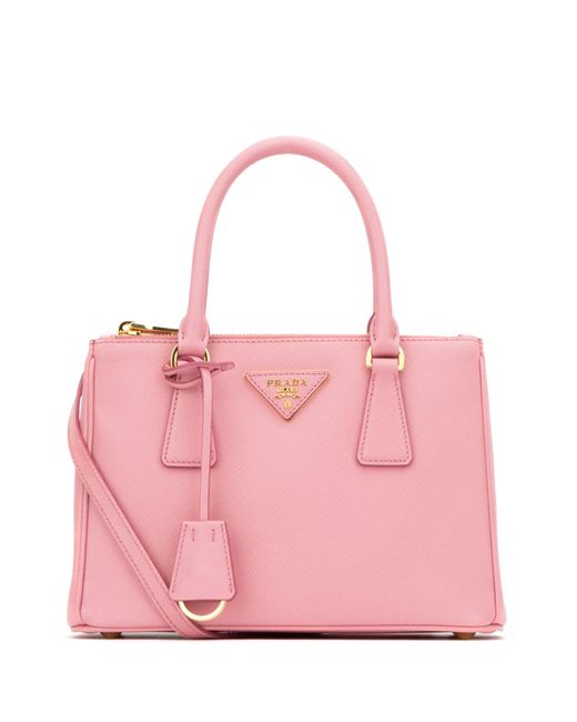Prada Leather Galleria Mini Tote Bag in Pink - Lyst