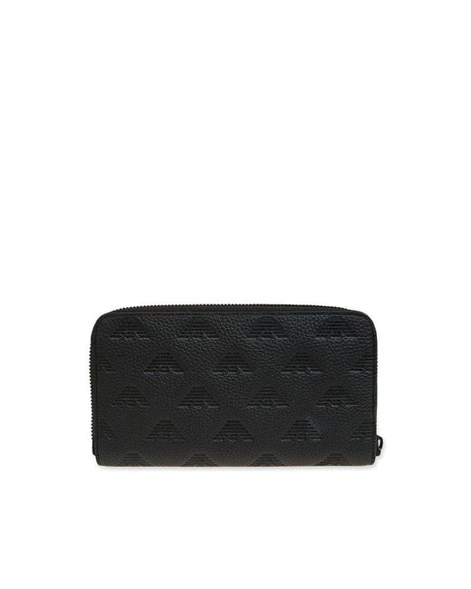 Emporio Armani Black Monogrammed Leather Wallet, for men