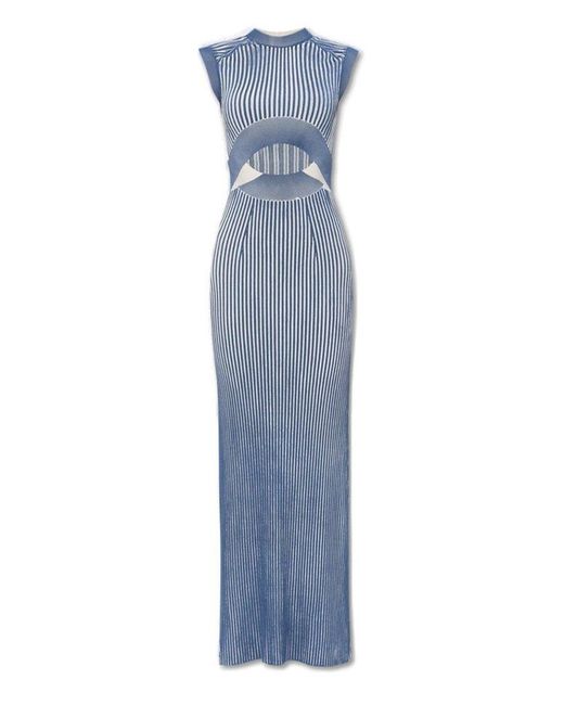 Fendi Blue Sleeveless Cut-out Detailed Long Dress