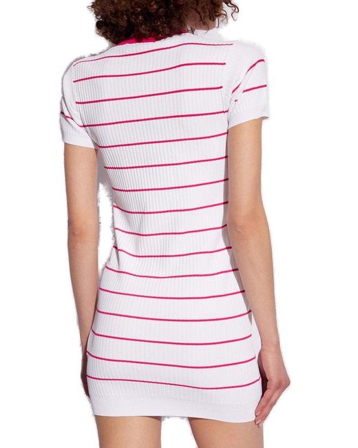 DSquared² Pink Striped Pattern Dress,