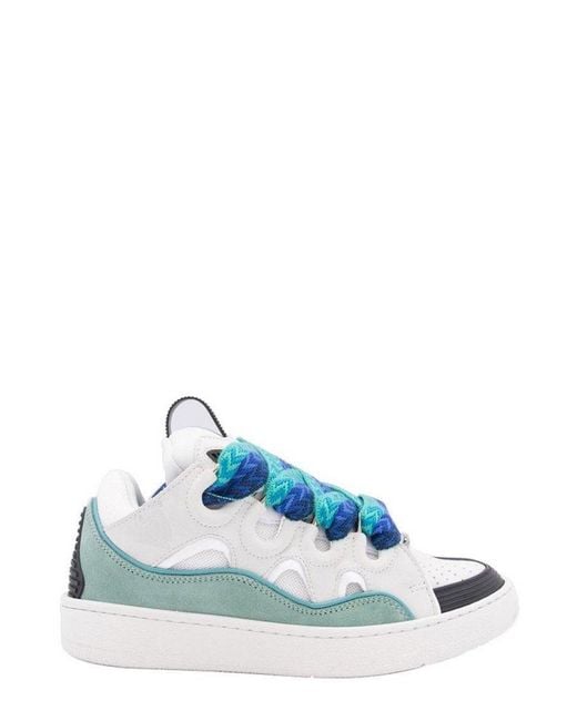 Lanvin Blue Curb Panelled Lace-up Sneakers