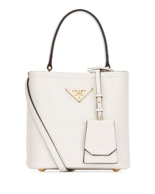 Prada Mini Logo Bucket Bag in White Lyst UK