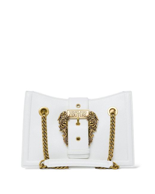 Versace Jeans White Logo-engraved Buckle Shoulder Bag