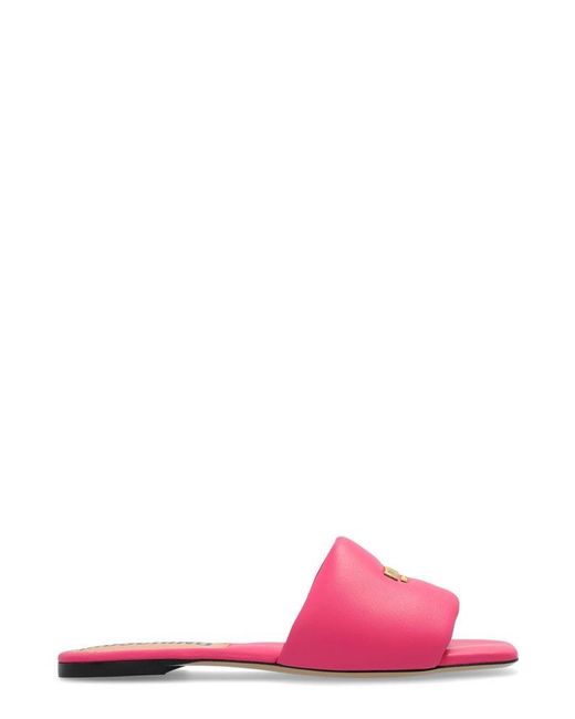 Moschino Pink Logo-plaque Padded Leather Sandals