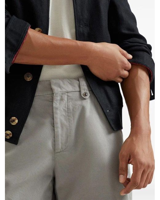 Brunello Cucinelli Gray Garment-Dyed Bermuda Shorts for men
