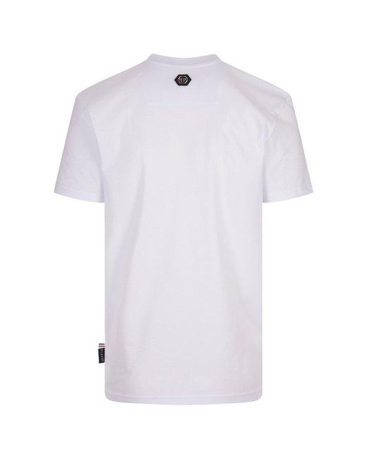 Philipp Plein White Dripping Skull T-Shirt for men