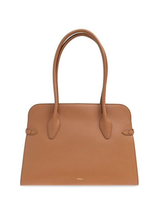 Furla Brown Goccia Arch Logo Large Handbag