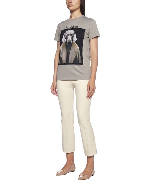 Max Mara Dog Star Cotton T-shirt in Gray | Lyst