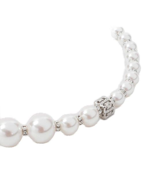 Givenchy Imitation Pearl Necklace with Faceted Glass - Ruby Lane