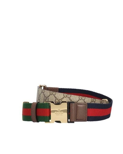 Gucci Multicolor Logo Engraved Web Belt for men