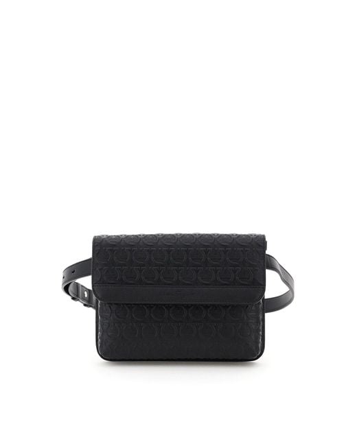 Ferragamo Black Travel Gancini Leather Belt Bag Os Leather for men