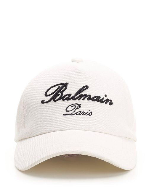 Balmain Natural Logo-embroidered Curved Peak Cap