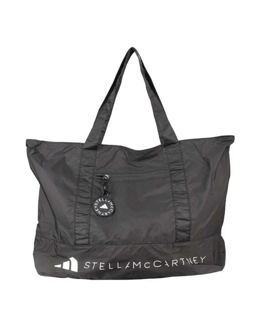 Adidas By Stella McCartney Black Logo Printed Zipped Tote Bag