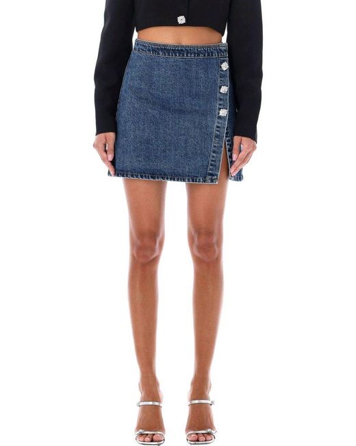 Self-Portrait Blue Denim Mini Skirt
