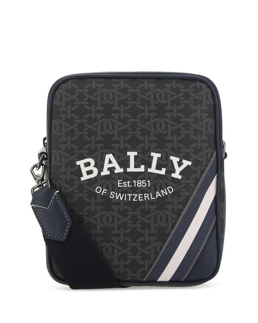 Bally Leather Logoprinted Zipped Crossbody Bag in Black for Men Lyst