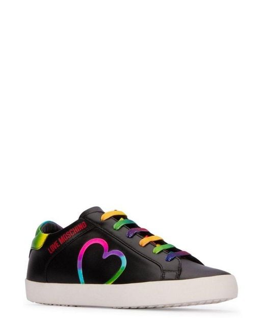 Love Moschino Black Free Love Lace-up Sneakers