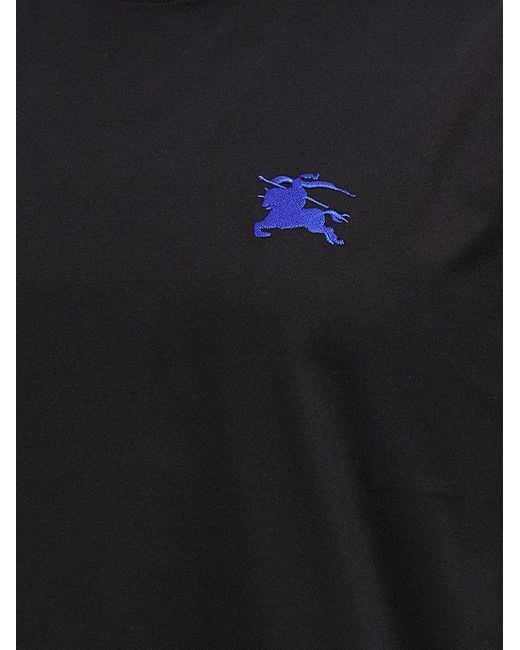 Burberry Black Logo Embroidery T-Shirt for men