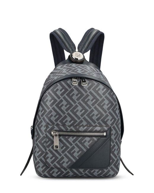 Fendi Black Chiodo Small Diagonal Backpack for men