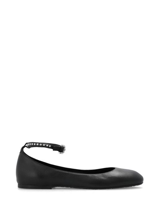 See By Chloé Black Strap-detailed Round-toe Ballet Flats