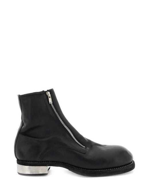 Guidi Black Double Zip Ankle Boots for men