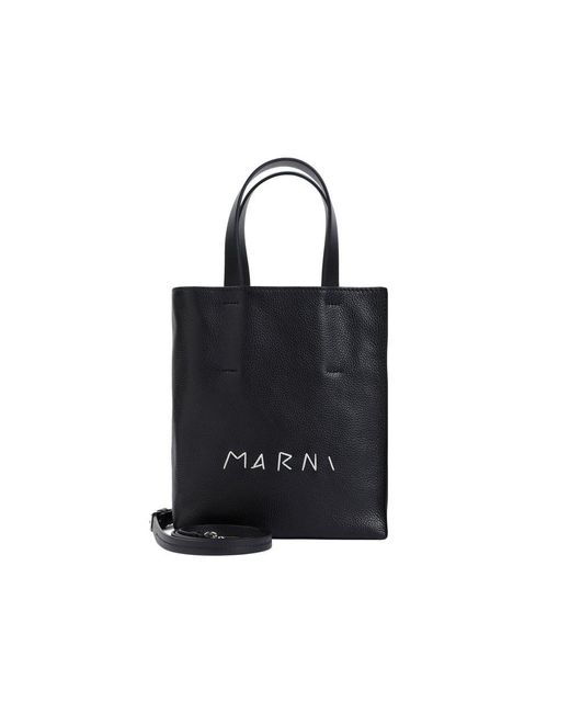 Marni Black Museo Logo Embroidered Mini Tote Bag