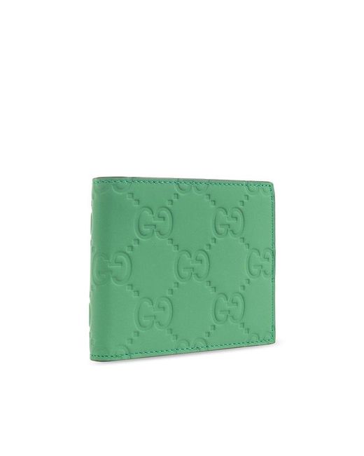 Gucci Green gg Logo-debossed Leather Wallet for men