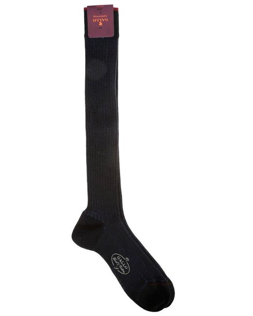 Gallo Black Ribbed Knee-High Socks for men