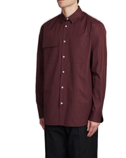 Jil Sander Purple Buttoned Long-sleeved Shirt for men