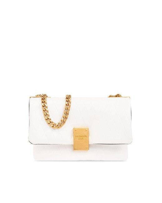 Balmain White Quilted Shoulder Bag '1945 Small'