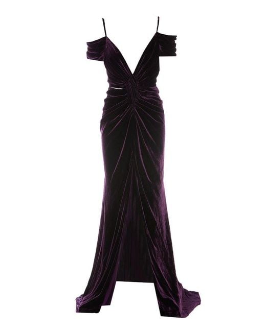 Costarellos Black Costalleros Velvet V-neck Dress
