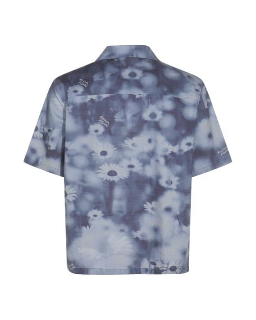 Maison Kitsuné Blue Dark Cotton Shirt for men