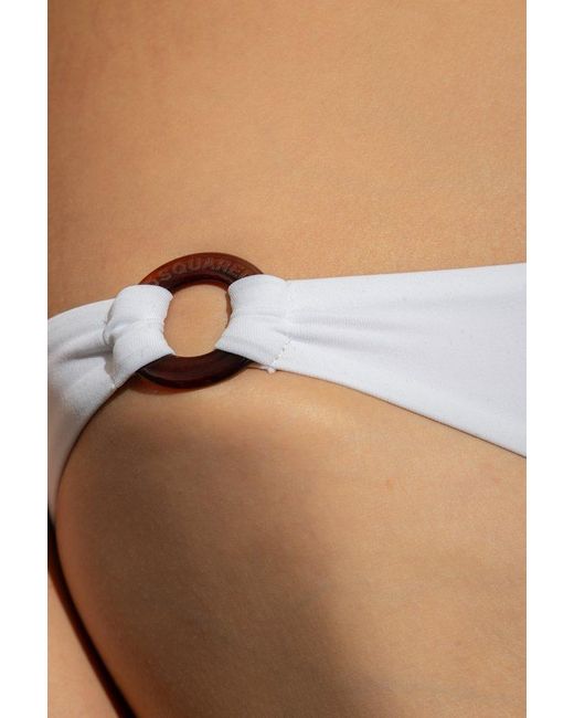 DSquared² White Ring Detailed Bikini Bottoms
