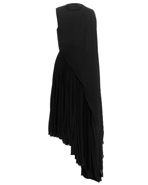 Balenciaga Black Asymmetrical Pleated’ Dress