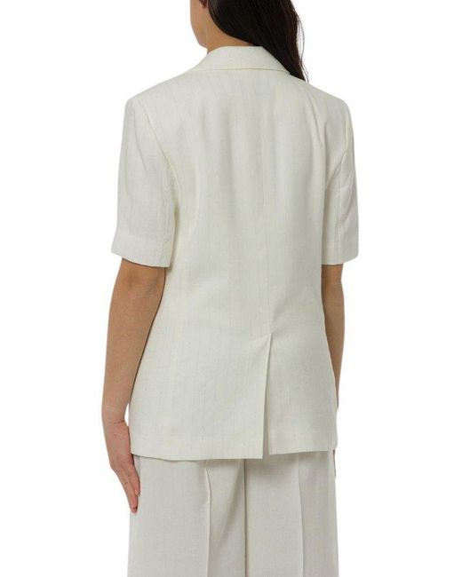 Marella White Single Breasted Short-Sleeved Blazer