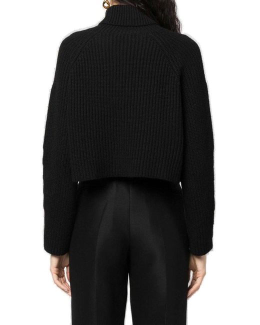 Societe Anonyme Black Roll-neck Cropped Knitted Jumper