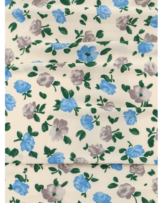 Alessandra Rich Gray Floral-print Silk Minidress