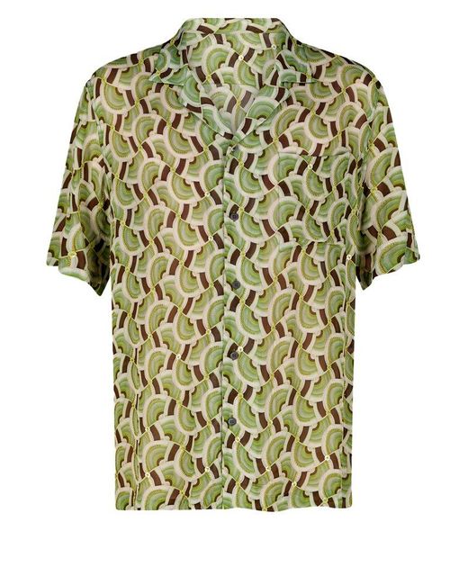 Dries Van Noten Green Sequin Embellished Short-sleeved Shirt for men