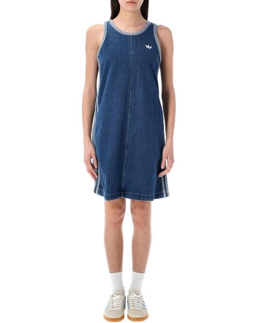 ★人気★ adidas Originals Women's Denim Tank Dress Blue adidas Originals 3-Stripes Denim Dress - JD Sports Global