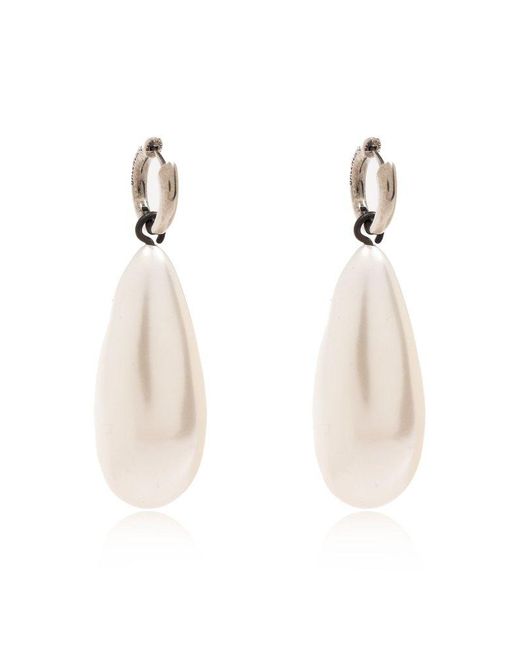 Balenciaga White Pearl Earrings,
