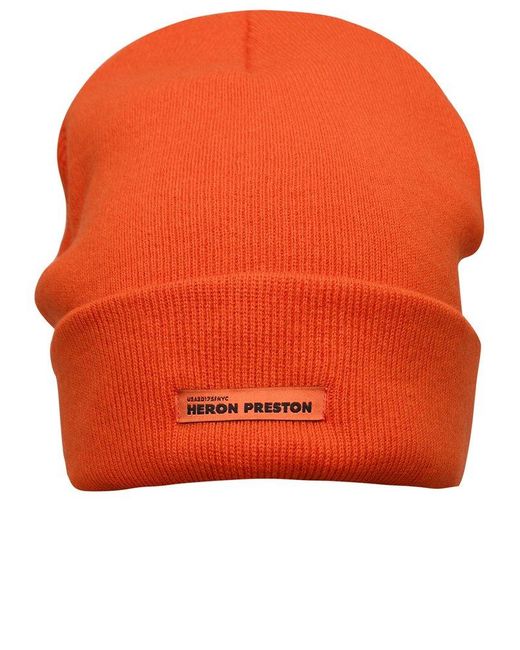 Heron Preston Orange Wool Beanie for men