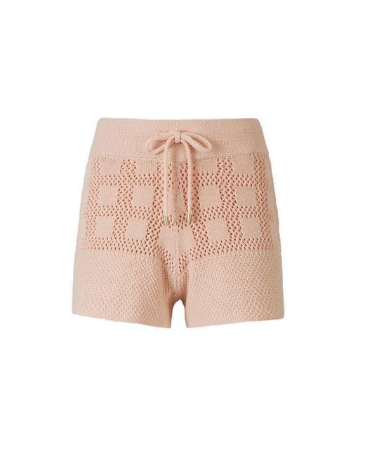 Zimmermann Pink Waverly Crochet Shorts