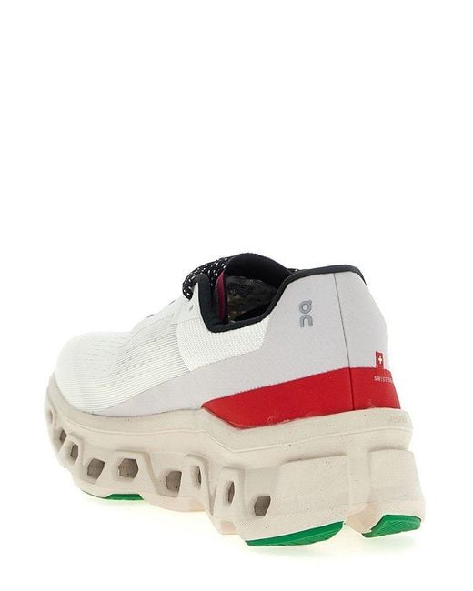 On Shoes White Cloudmonster Lace-Up Sneakers for men