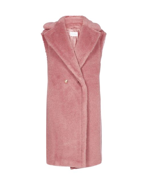 Max Mara Pink Double-breasted Teddy Gilet