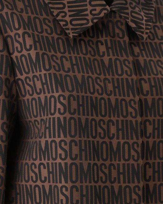 Moschino Brown Logo-jacquard Straight Hem Trench Coat